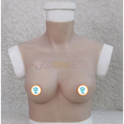 (B11)Soft Silicone Crossdress Pullover Torso with D Cup Breast Form Fetish Wear